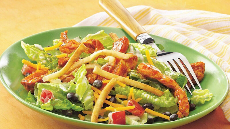 Taco-Seasoned Chicken Salad with Crispy Tortilla Topping